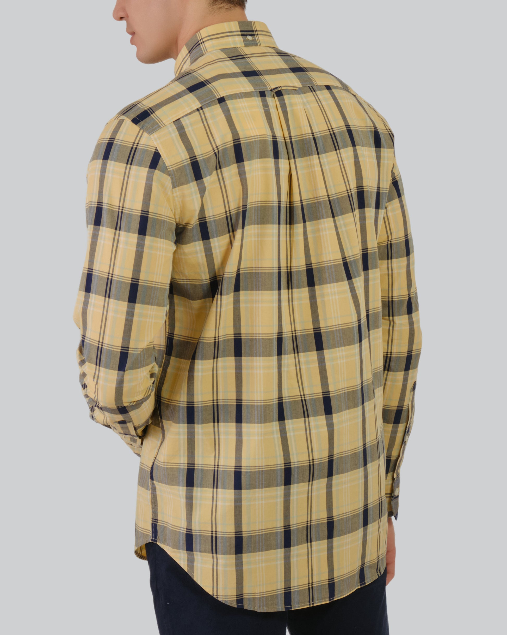 Regular Fit Colorful Poplin Check Shirt Dusty Yellow / M