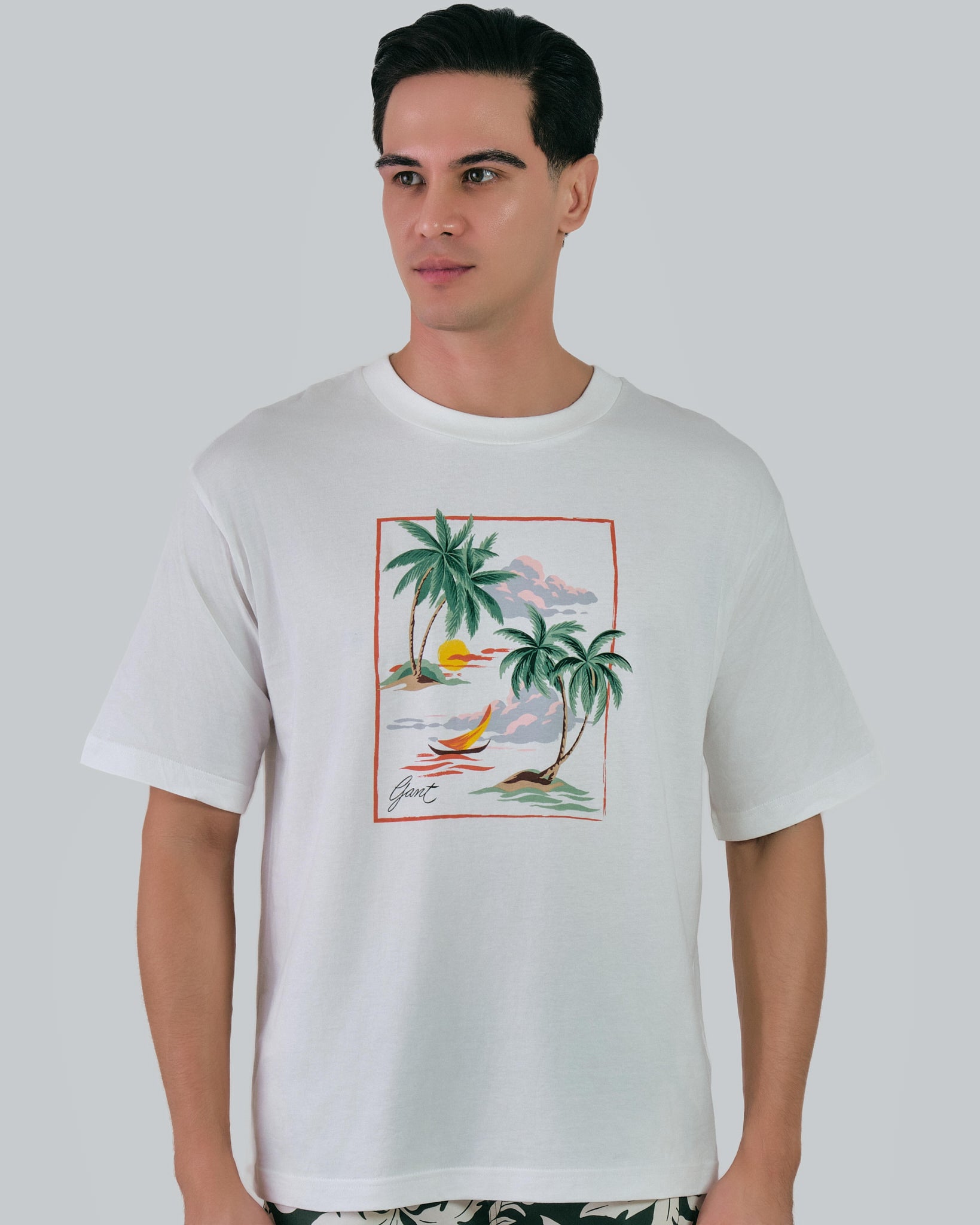 Hawaiian Printed T-Shirt M / EGGSHELL