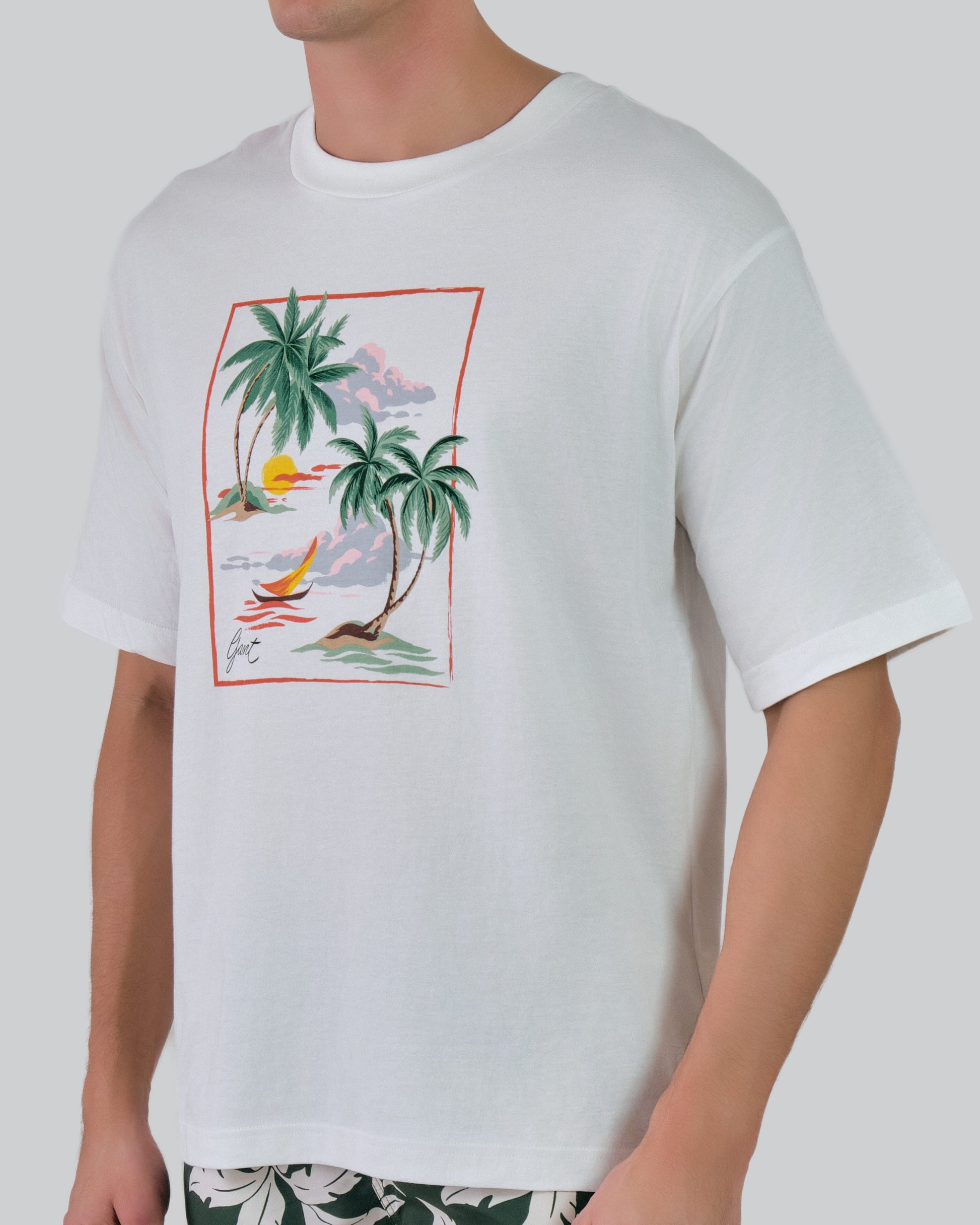 Hawaiian Printed T-Shirt M / EGGSHELL