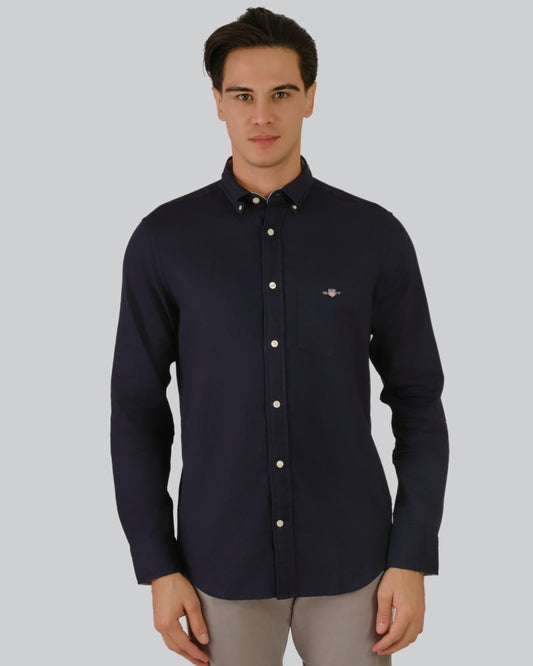 Regular Fit Honeycomb Texture Shirt Evening Blue / M