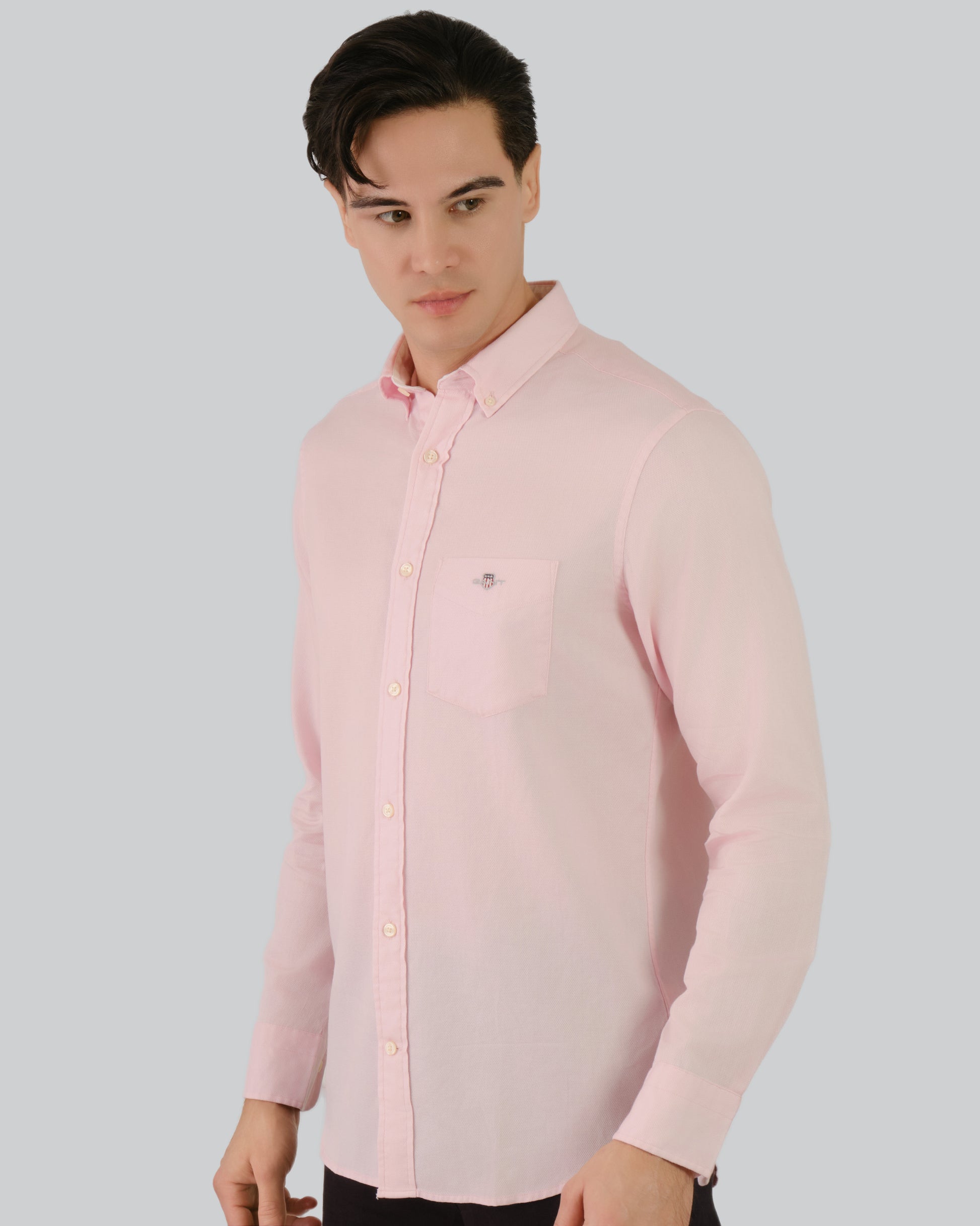 Regular Fit Honeycomb Texture Shirt Light Pink / M