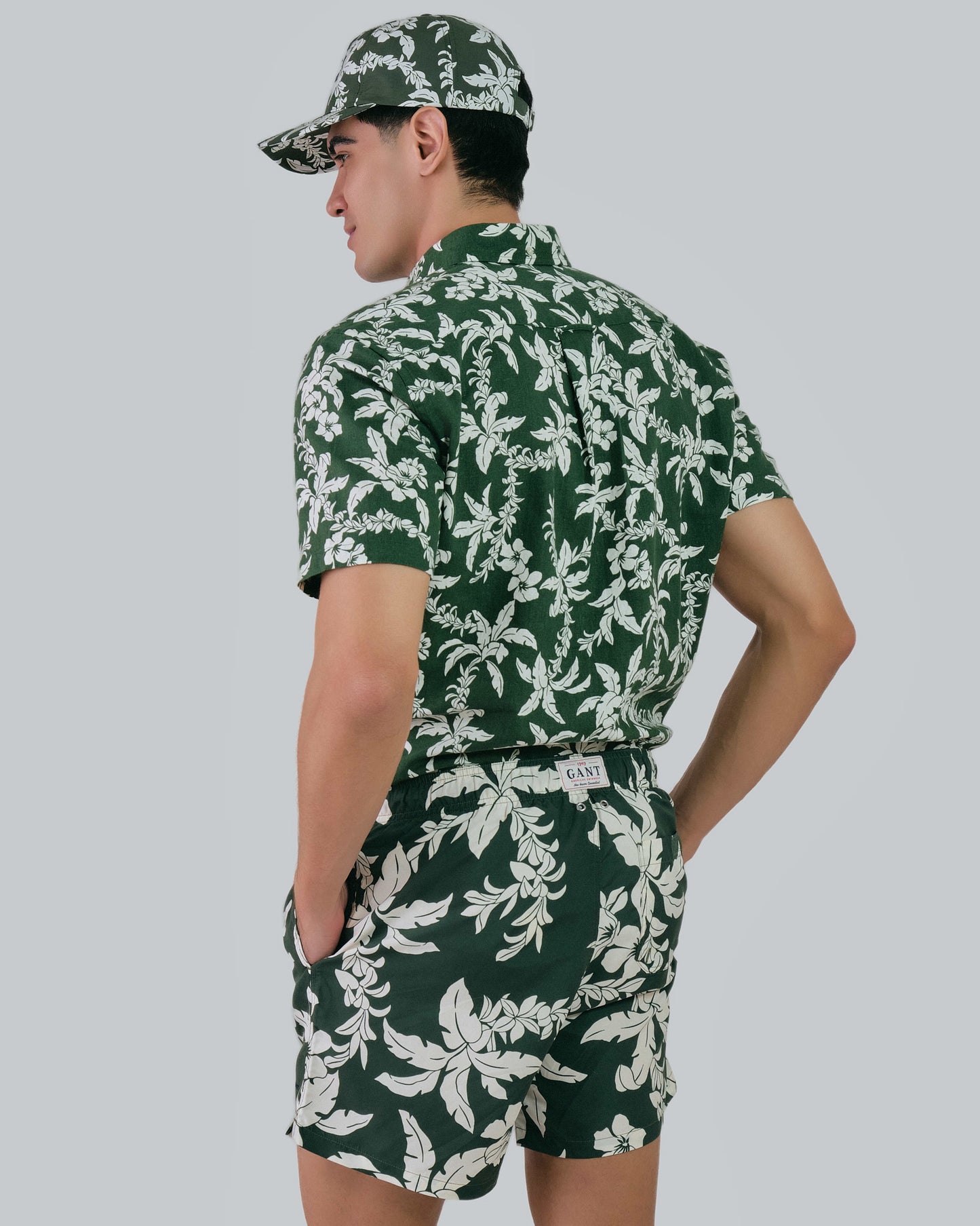 Regular Fit Cotton Linen Palm Shirt Pine Green / M