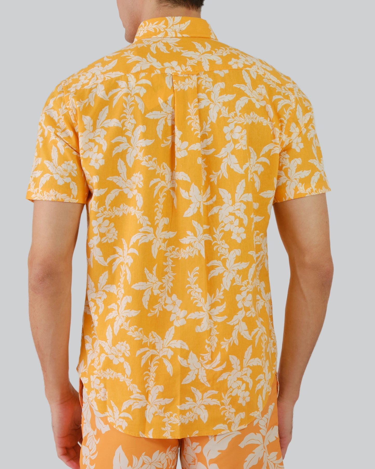 Regular Fit Cotton Linen Palm Shirt Medal Yellow / M