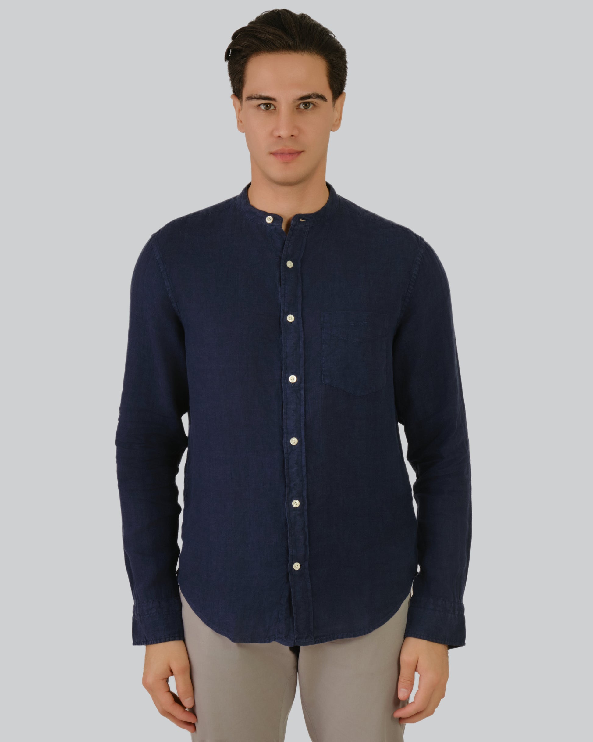 Regular Fit Gmnt Dyed Linen Band Shirt Marine / M