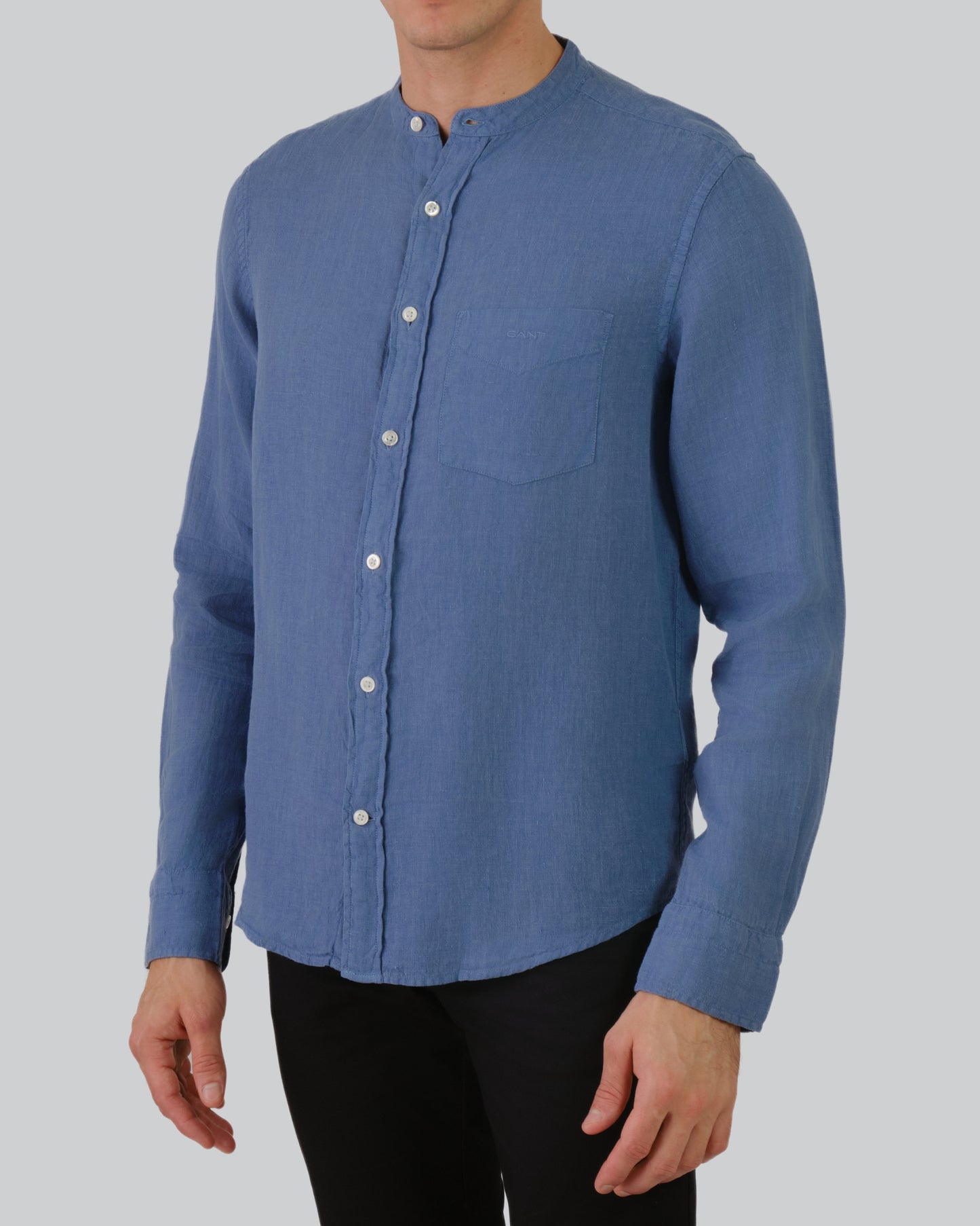 Regular Fit Gmnt Dyed Linen Band Shirt Salty Sea / M