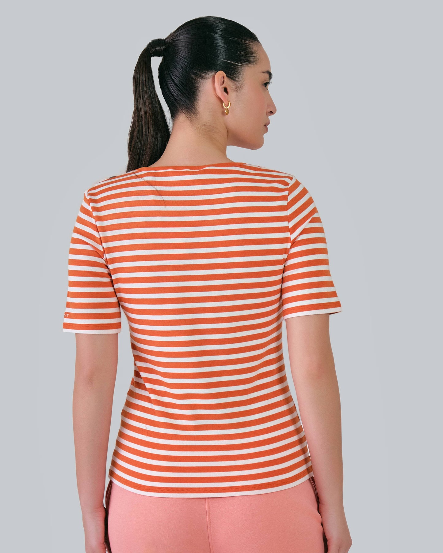 Slim Striped 1X1 Ribbed T-Shirt Pumpkin Orange / M