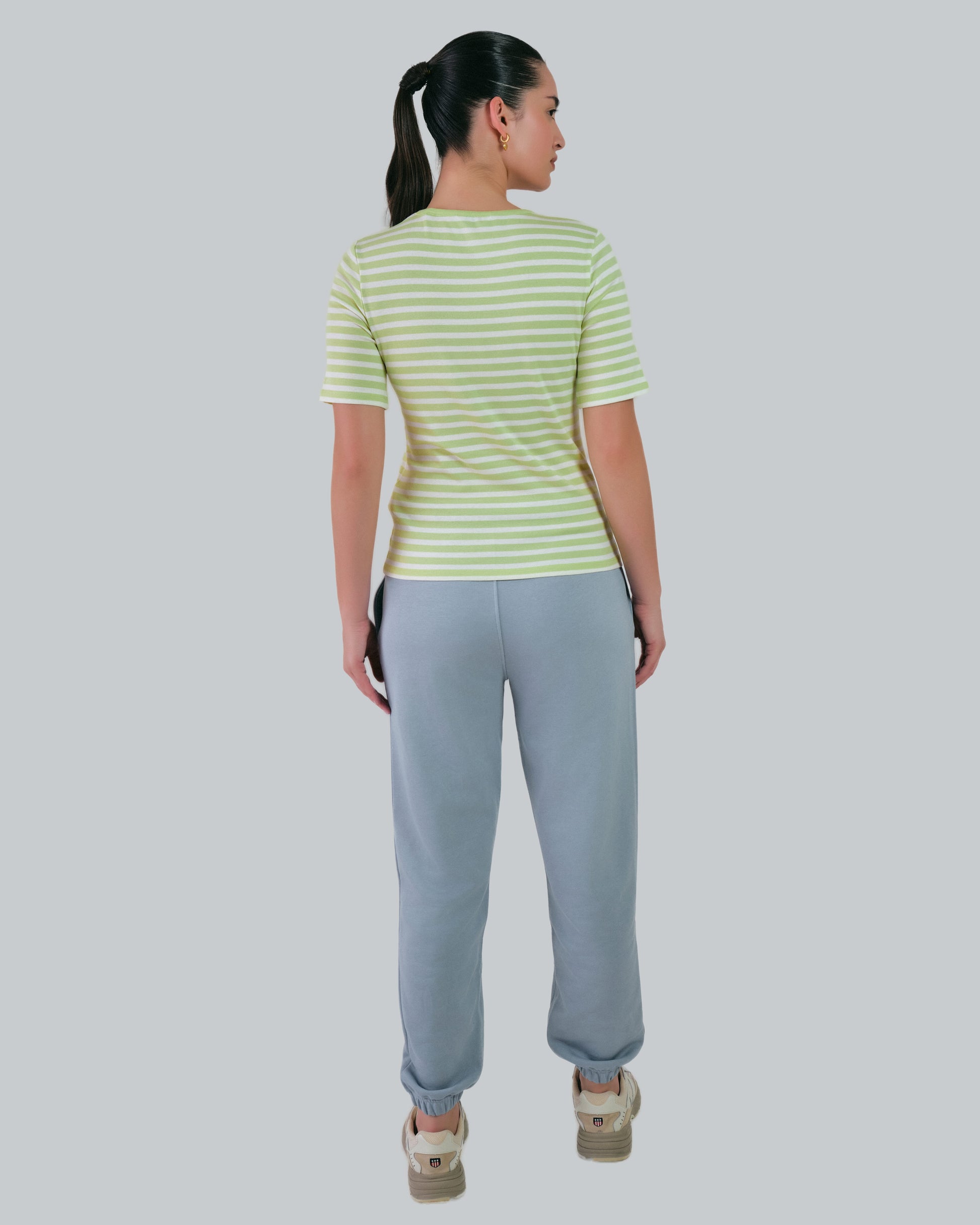 Slim Striped 1X1 Ribbed T-Shirt Pastel Lime / M