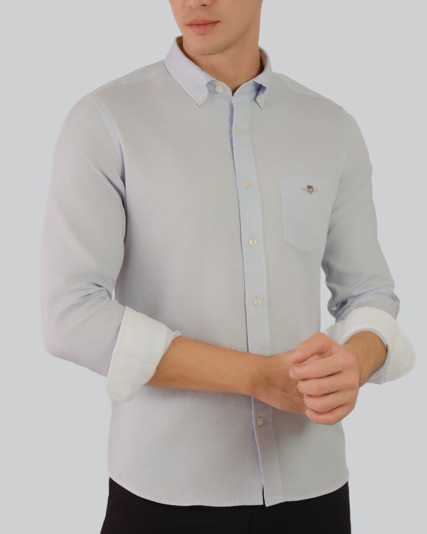 Af Honeycomb Texture Shirt Light Blue / M