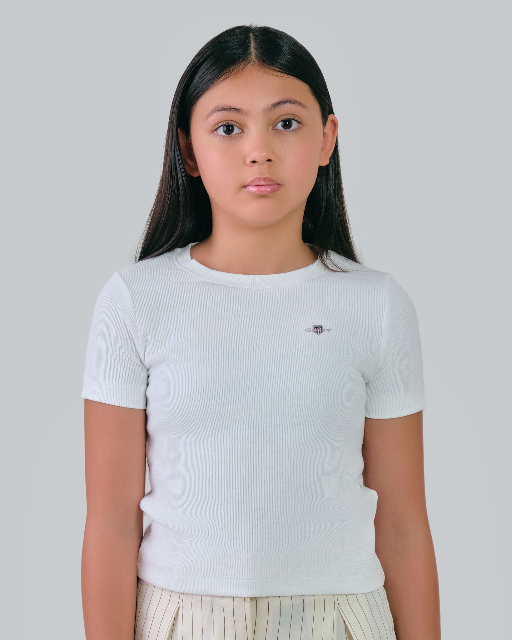 Teen Girls Shield Ribbed T-Shirt White / 146/152