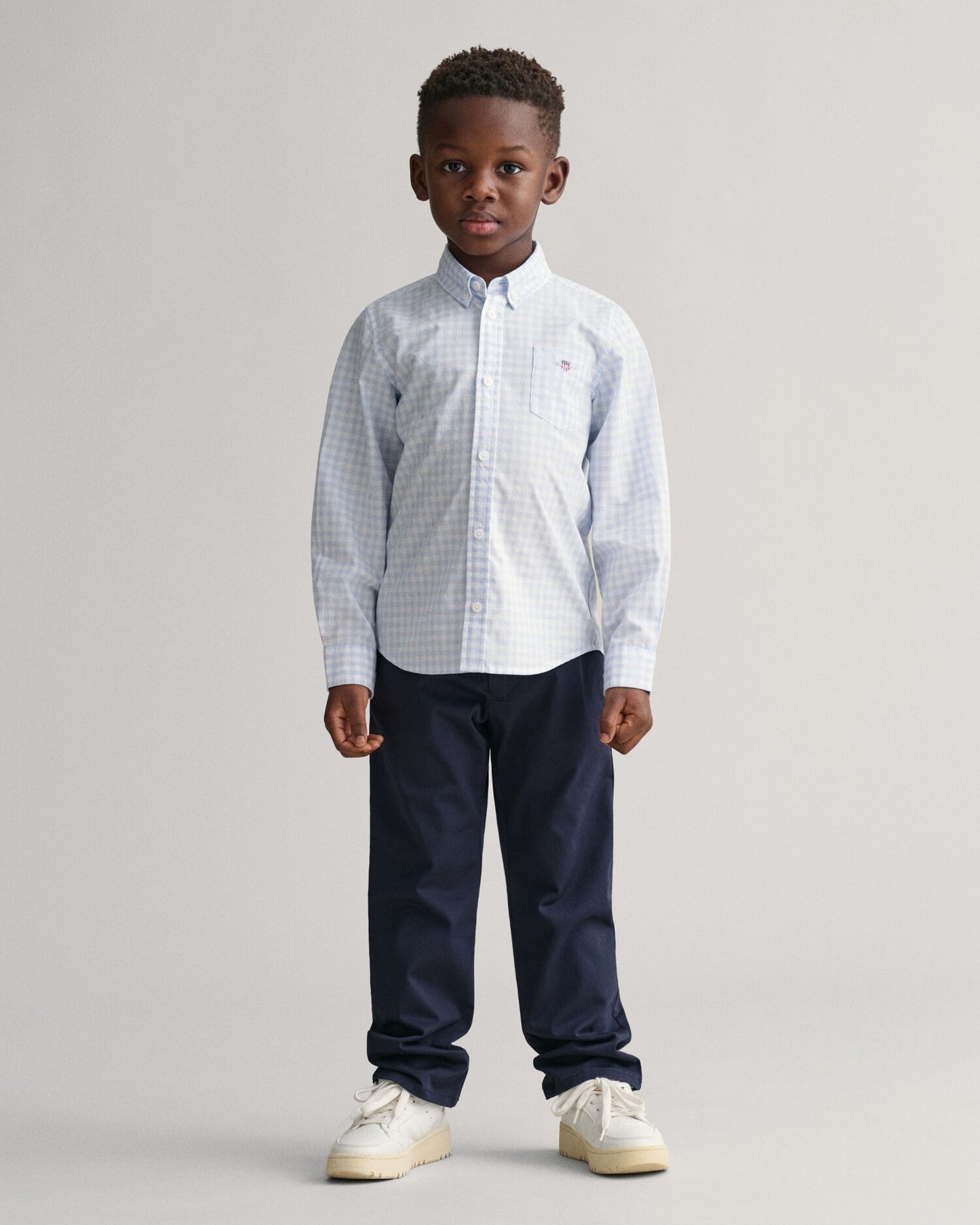 Kids Shield Gingham Poplin Shirt Light Blue / 92