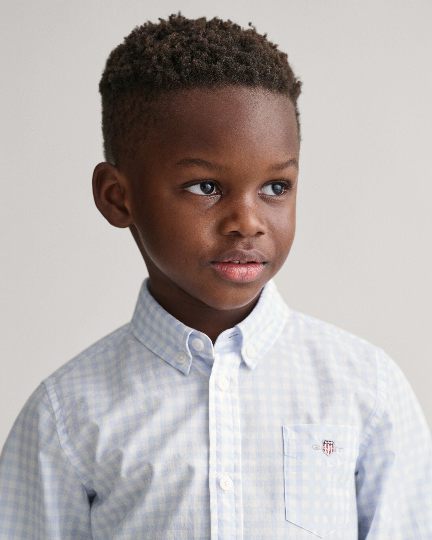 Kids Shield Gingham Poplin Shirt Light Blue / 92