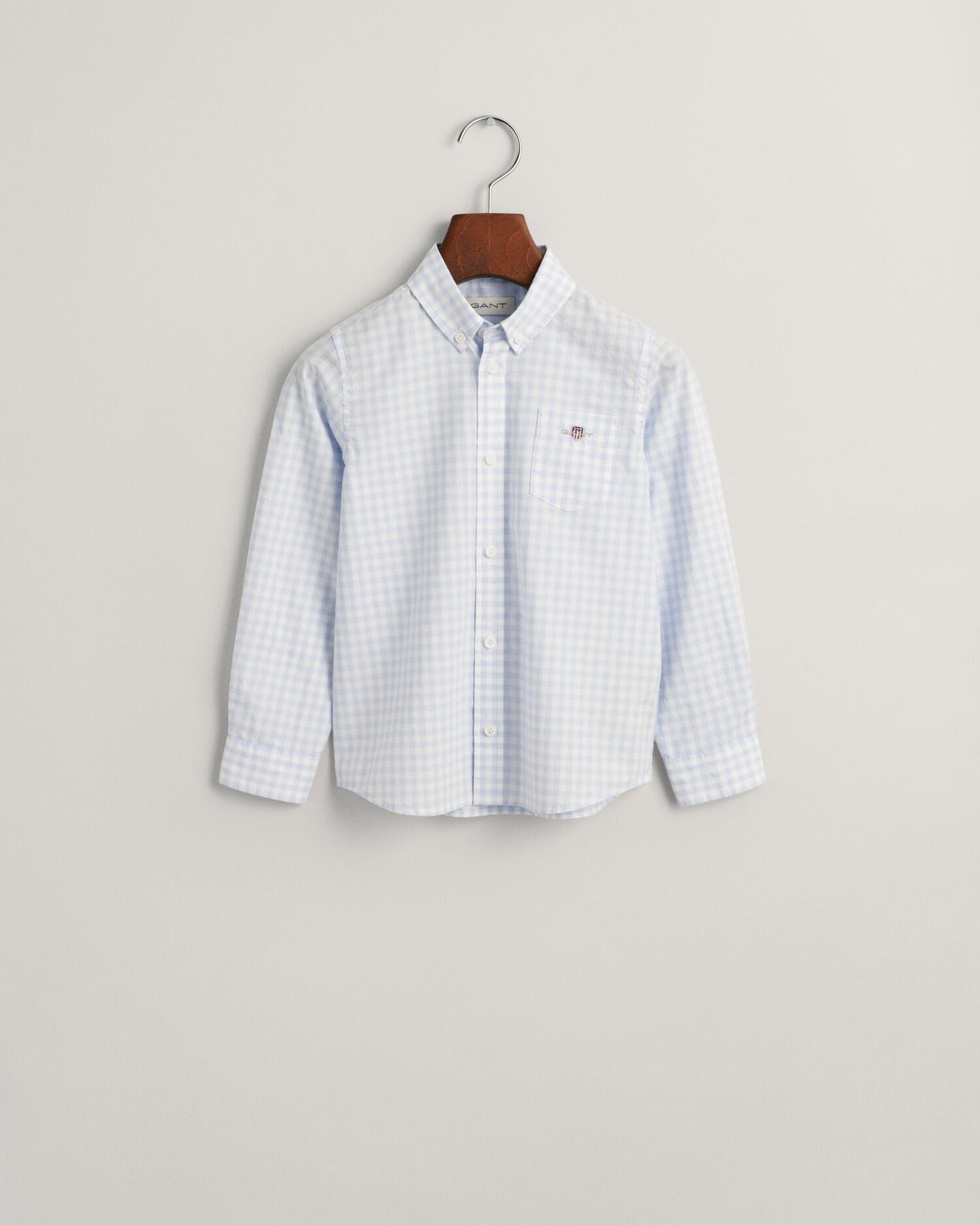 Kids Shield Gingham Poplin Shirt Light Blue / 92