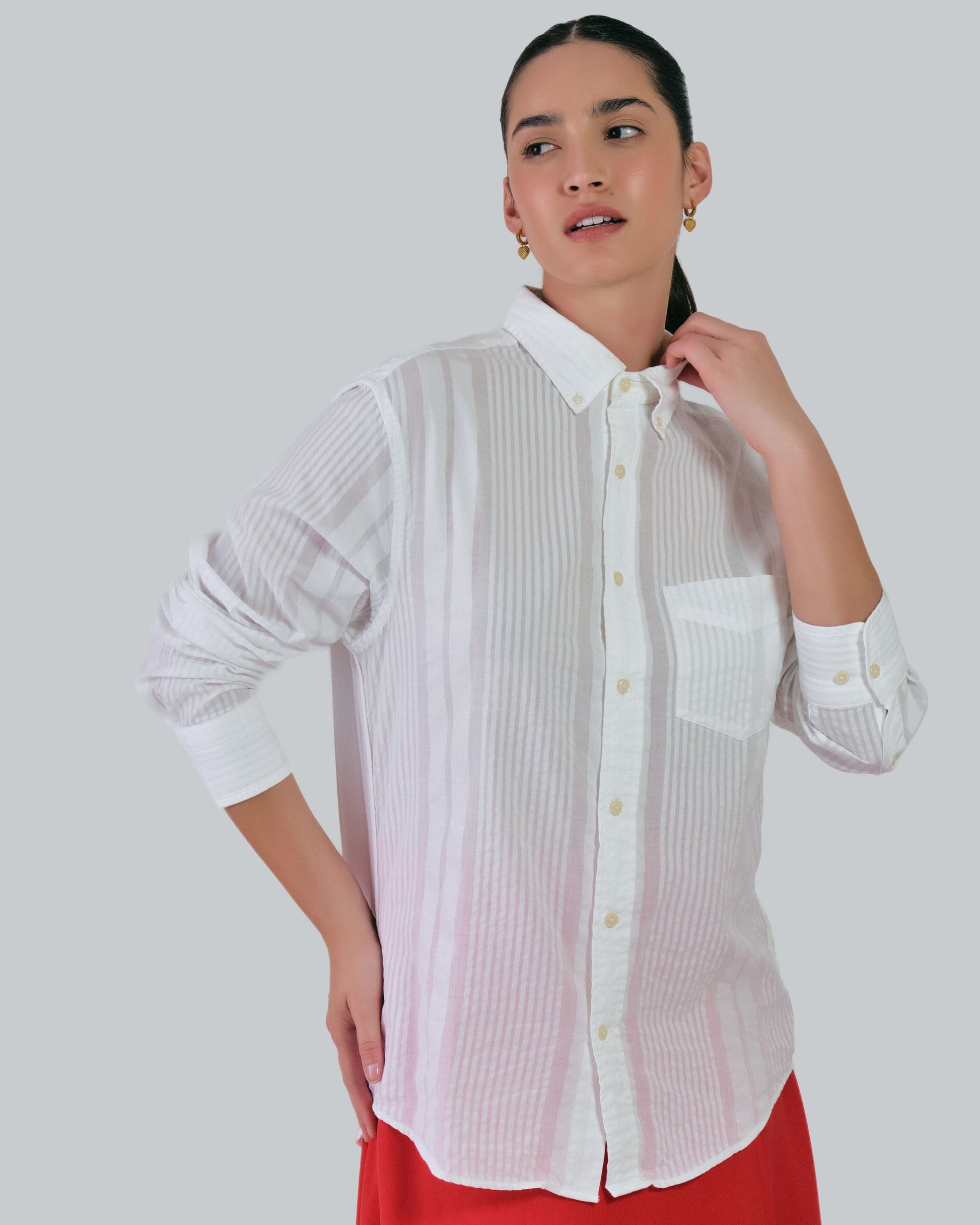 GANT Regular Fit Seersucker Stripe Shirt White / M