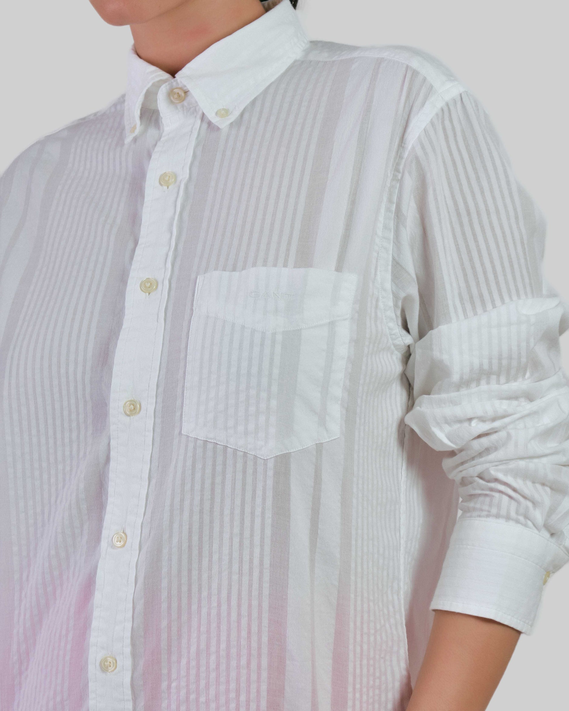 GANT Regular Fit Seersucker Stripe Shirt White / M