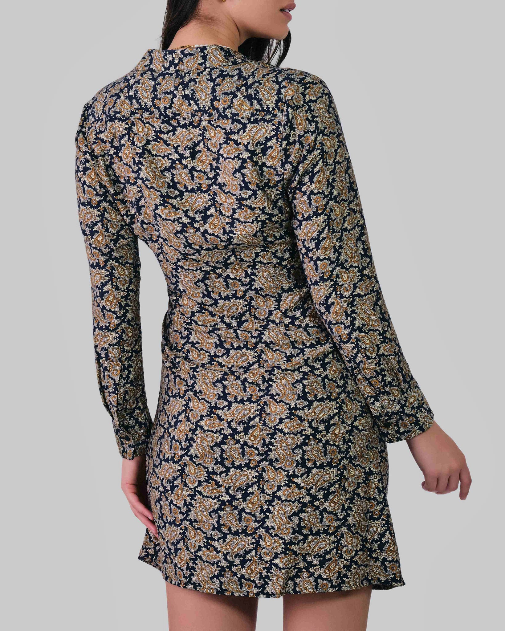 Paisley Wrap Shirt Dress Persian Blue / 32