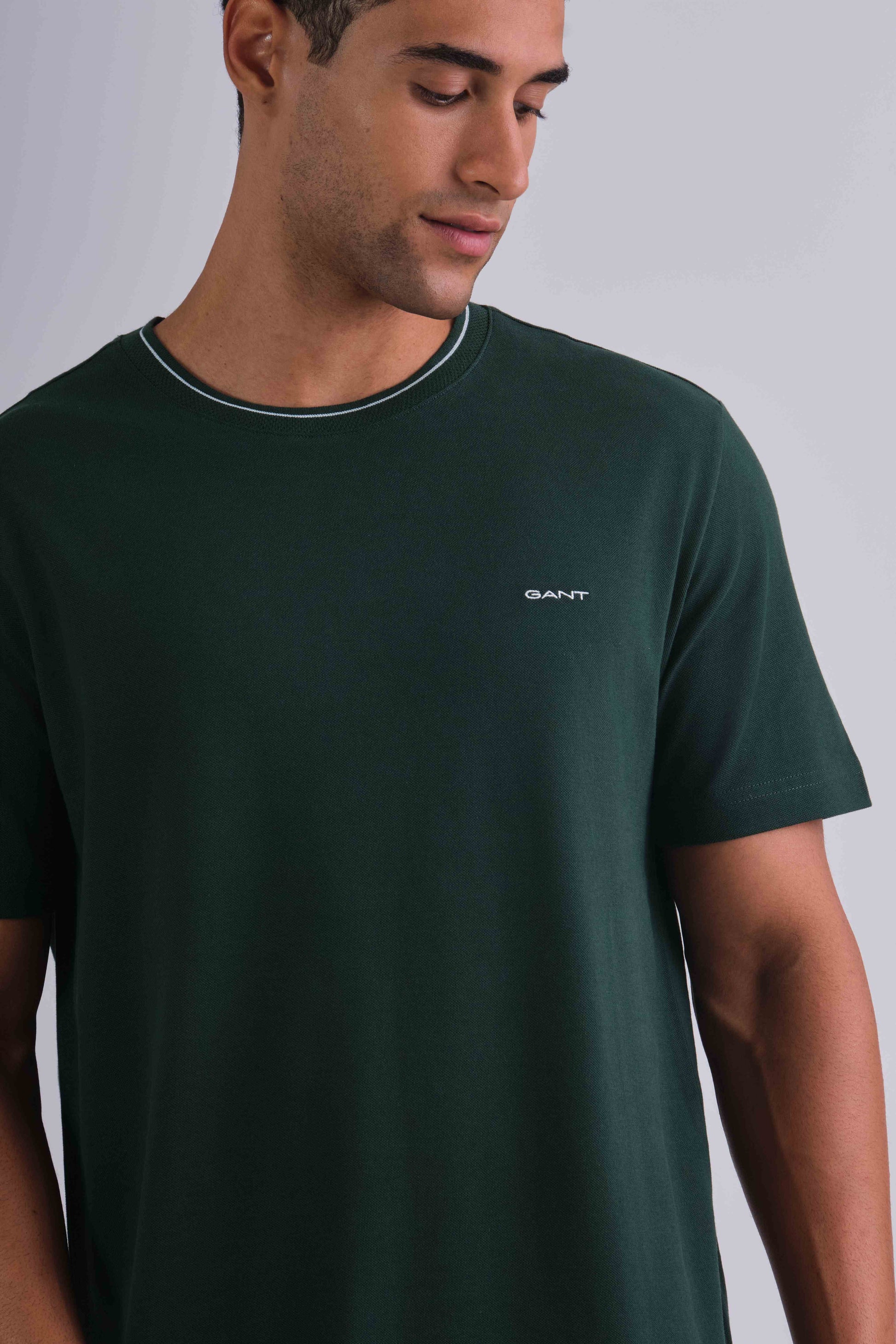 Textured Rib Short Sleeve Tshirt Tartan Green / M