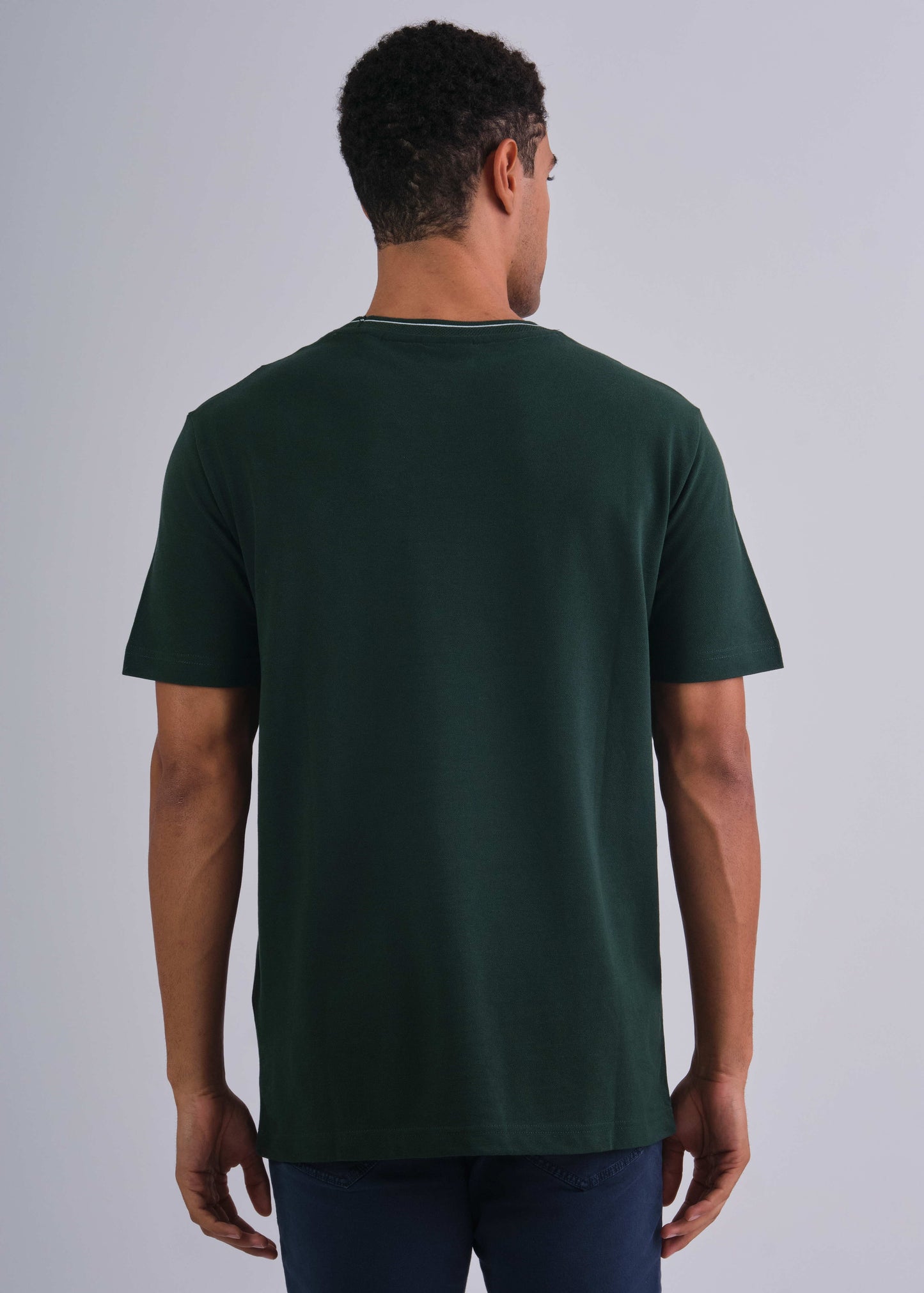 Textured Rib Short Sleeve Tshirt Tartan Green / M