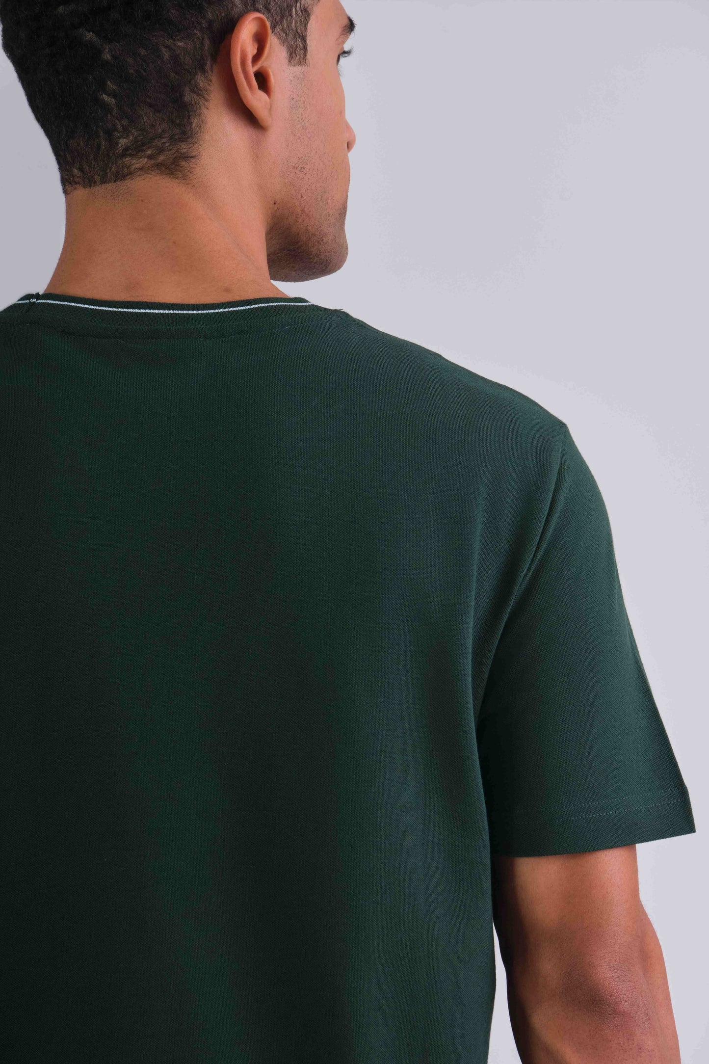 Textured Rib Short Sleeve Tshirt Tartan Green / M