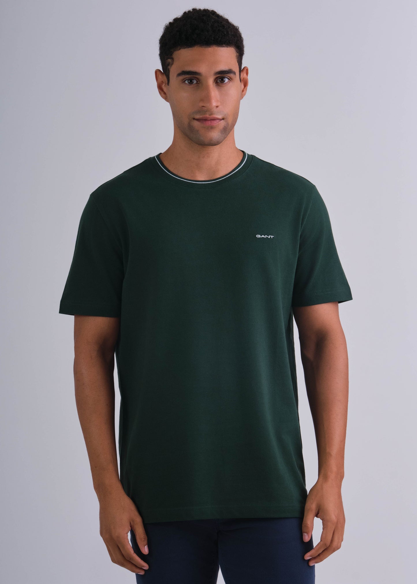 Textured Rib Short Sleeve Tshirt Tartan Green / M