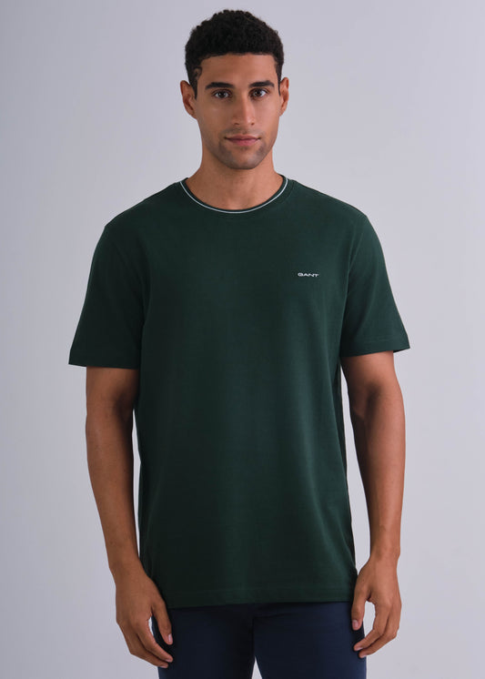 Textured Rib Short Sleeve Tshirt Tartan Green / M