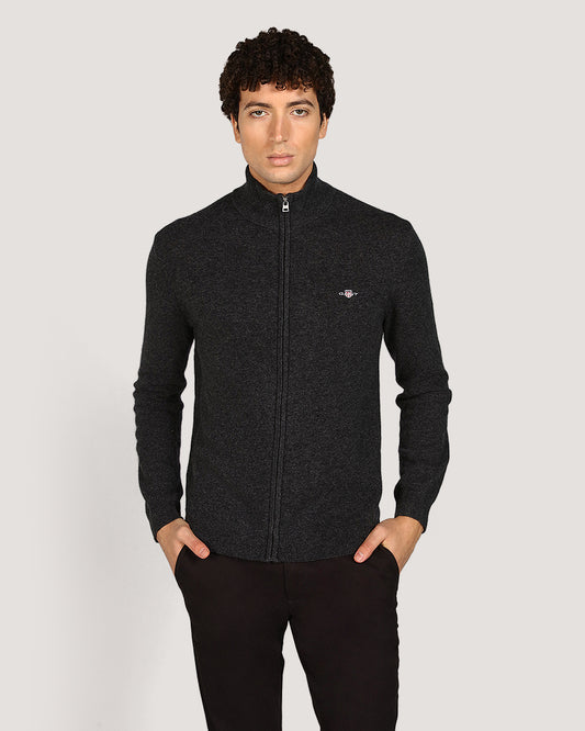 Gant Menswear Extrafe Lambswool Zip Cardigan DARK CHARCOAL MELANGE / M