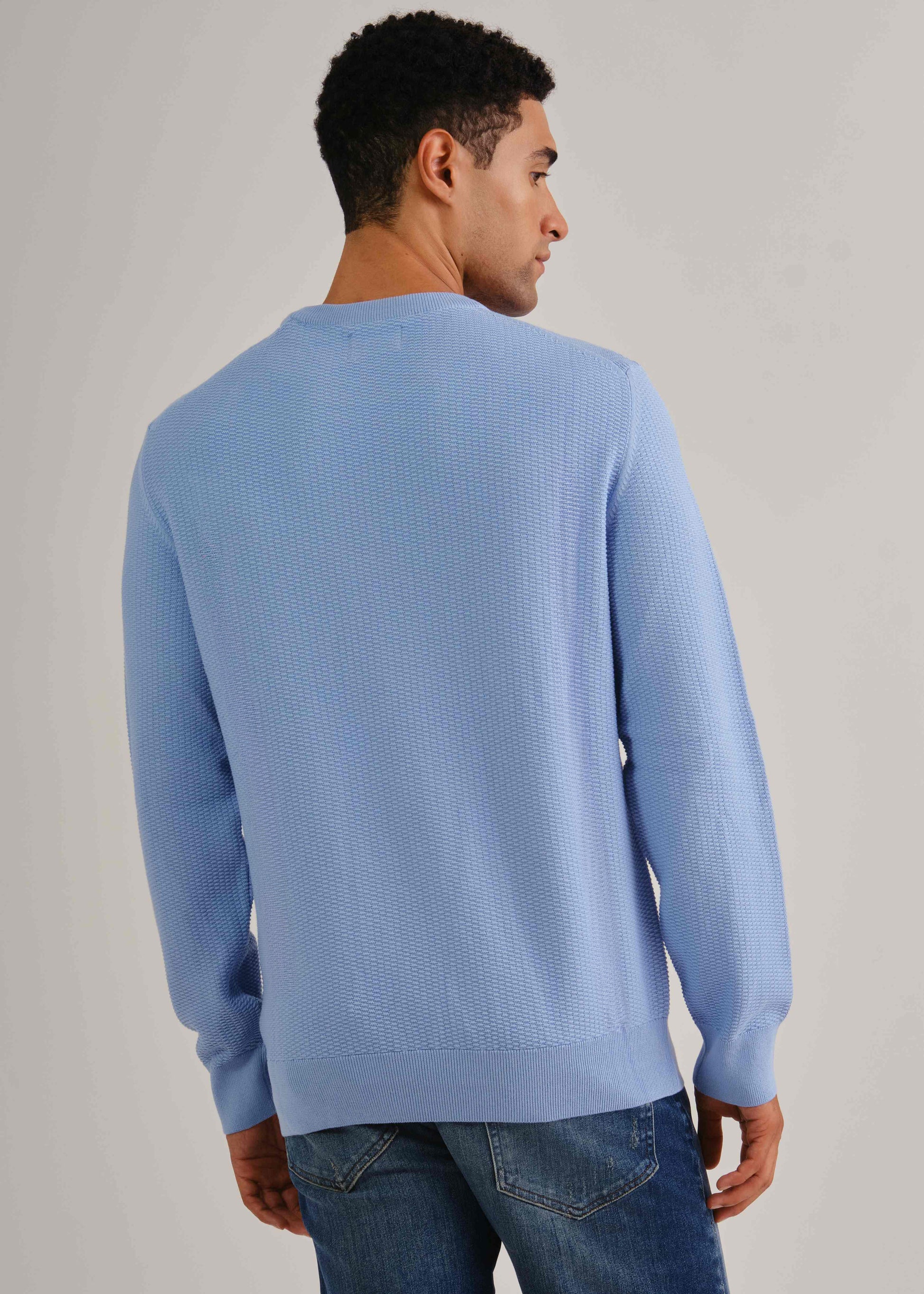 Cotton Micro Textured C-Neck Clear Sky / M