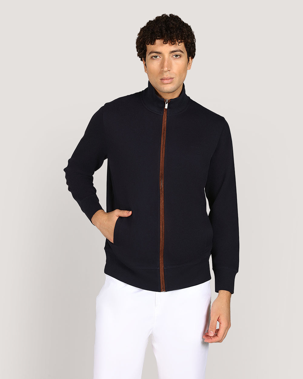 Gant Sacker Rib Full Zip Cardigan For Men EVENING BLUE / M