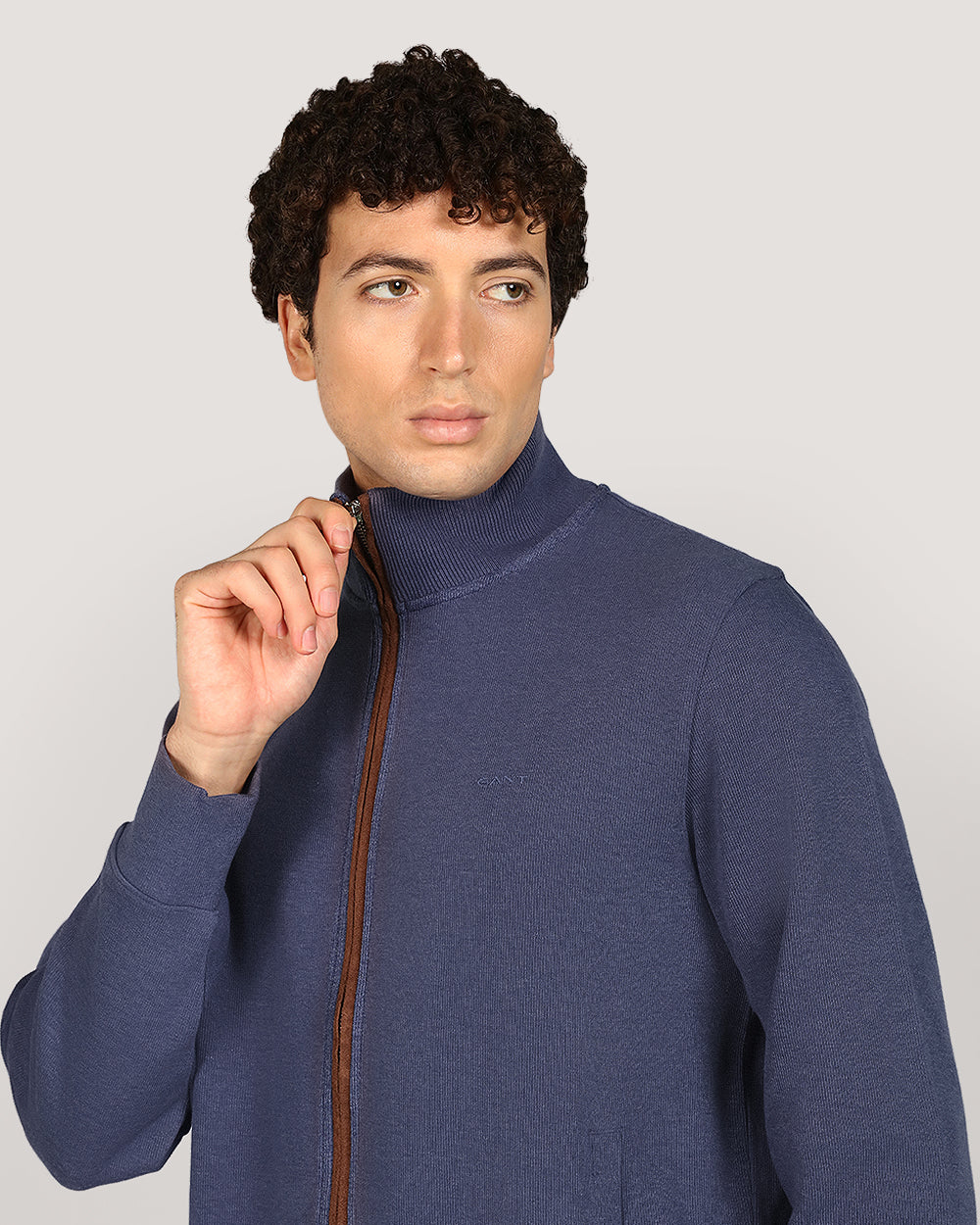 Gant Sacker Rib Full Zip Cardigan For Men DK JEANSBLUE MELANGE / M