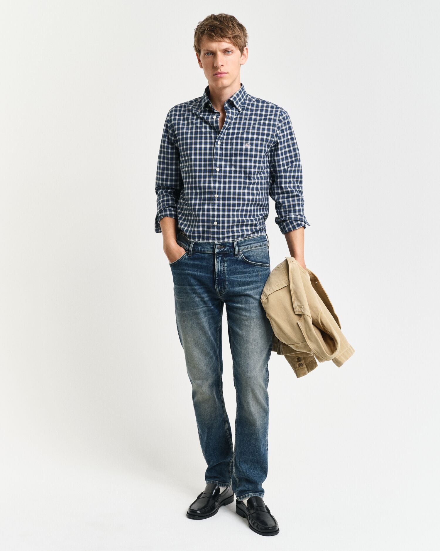 Reg Classic Poplin Tartan Shirt Blue / S