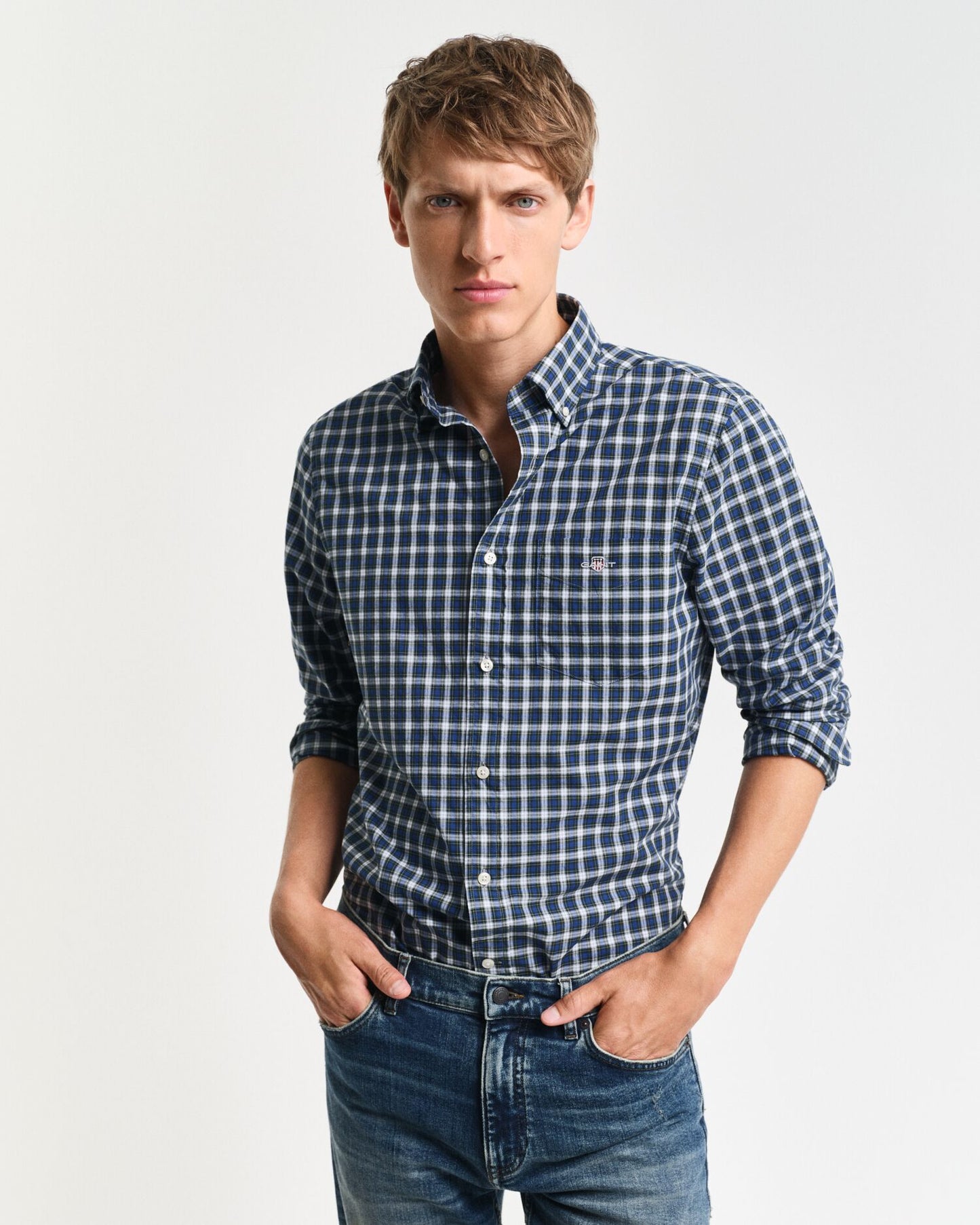 Reg Classic Poplin Tartan Shirt Blue / S