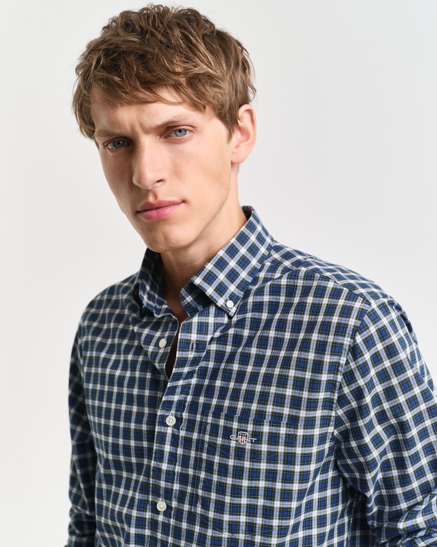 Reg Classic Poplin Tartan Shirt Blue / S