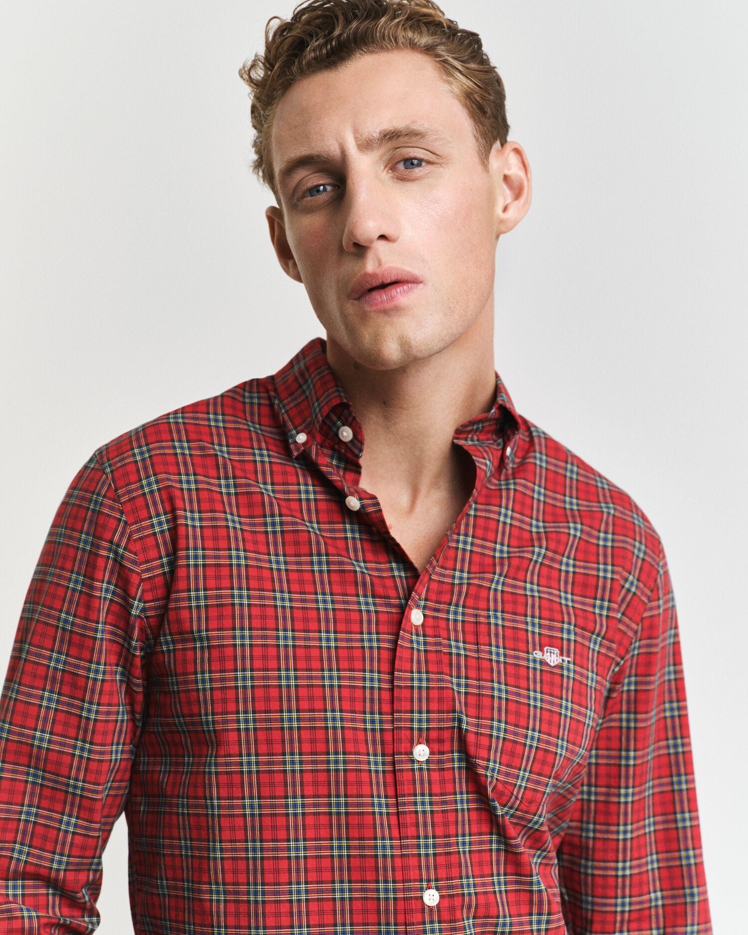 Reg Classic Poplin Tartan Shirt Red / S