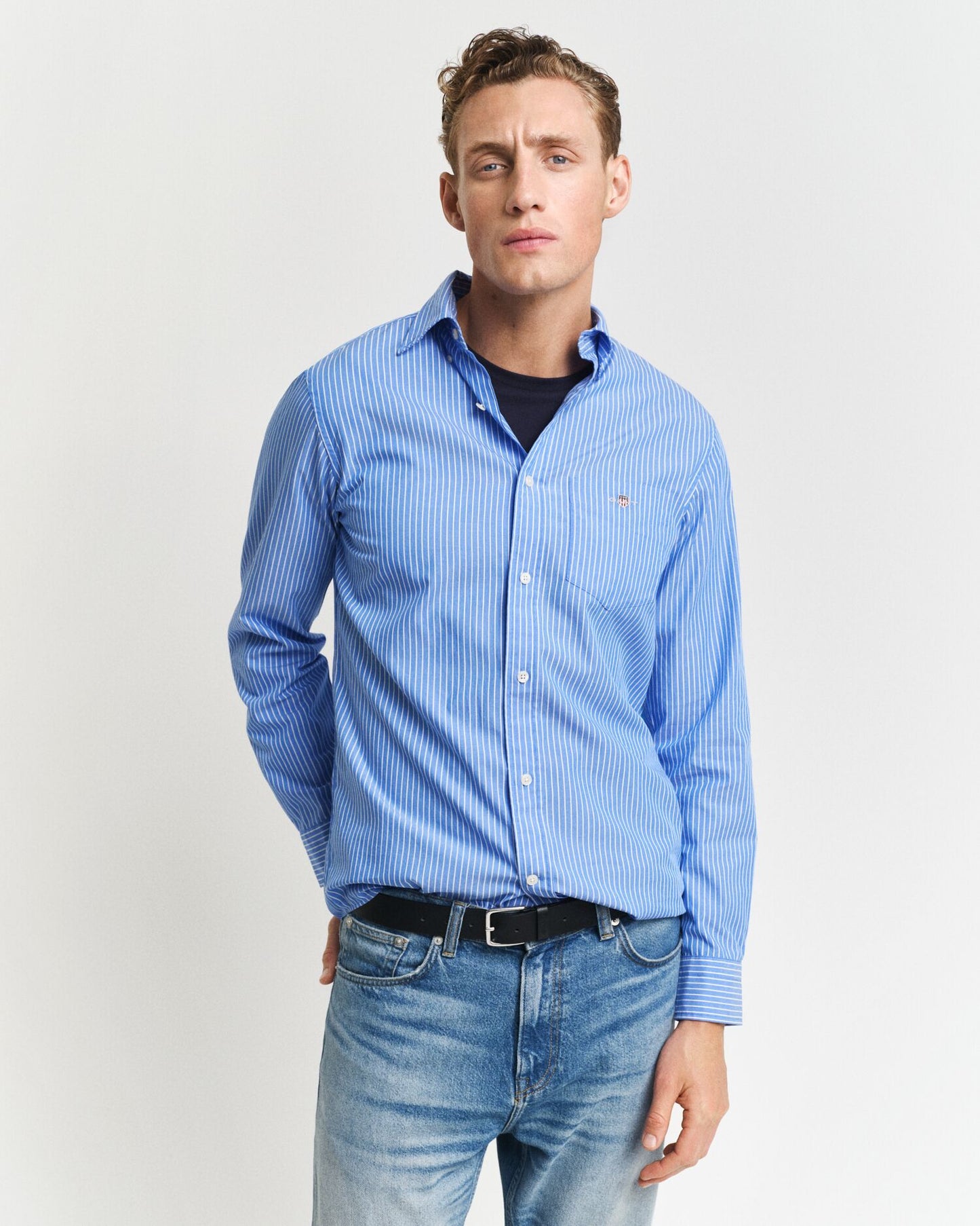 Reg Classic Poplin Stripe Shirt Blue / S