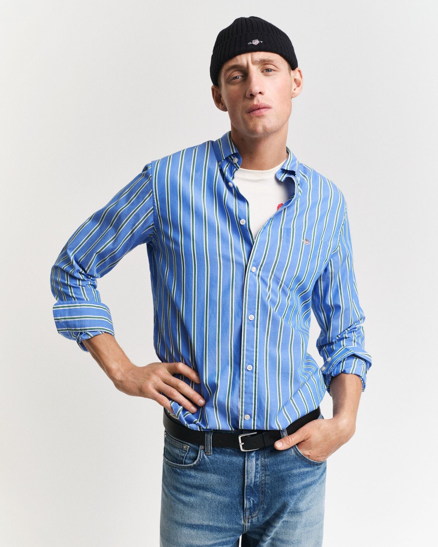 Reg Classic Poplin Stripe Shirt Blue / XS