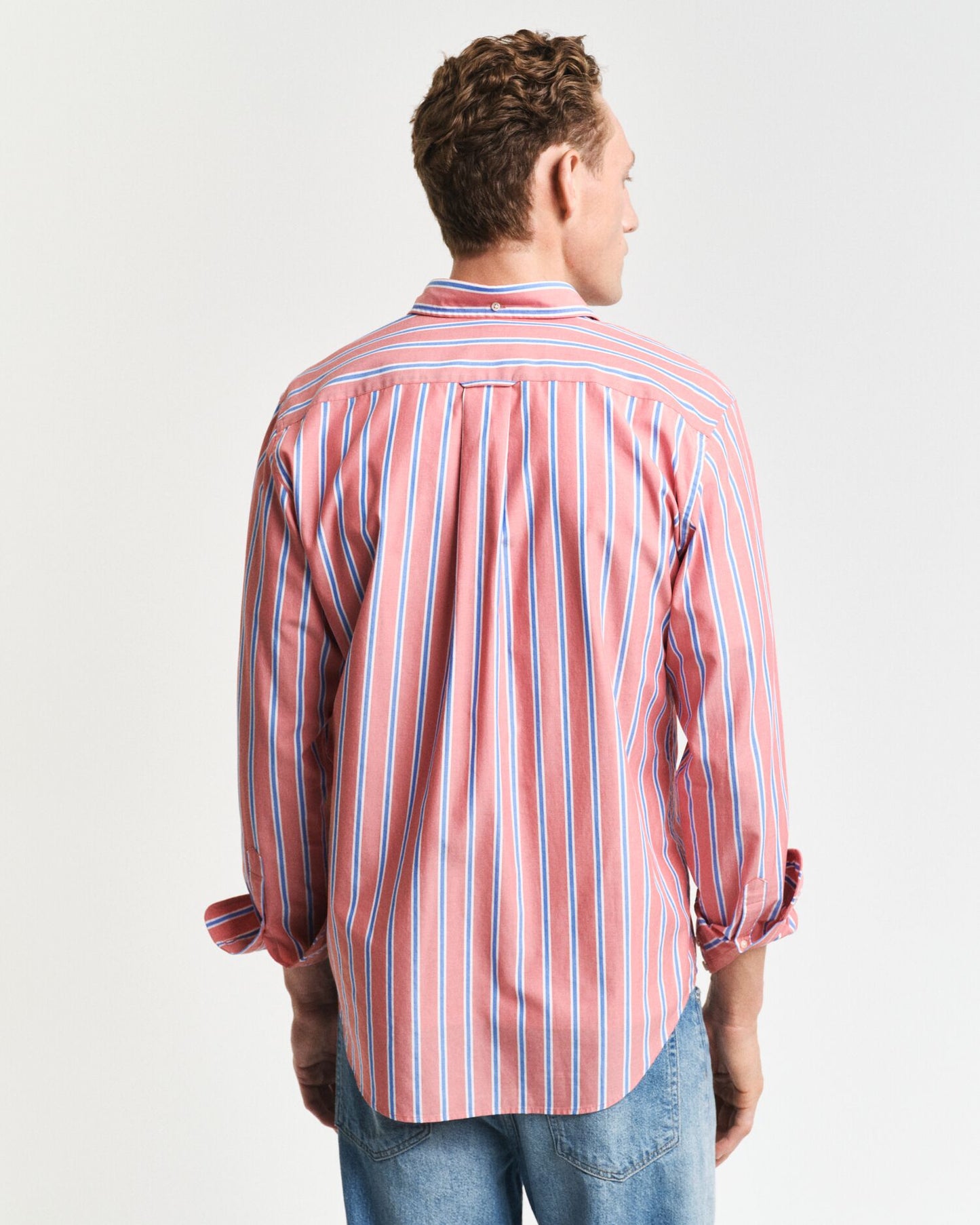 Reg Classic Poplin Stripe Shirt STRONG CORAL / XS