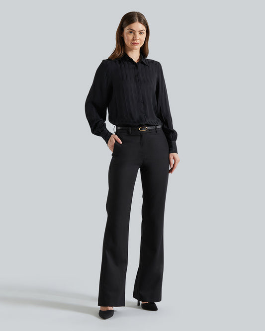 REG SATIN STRIPED SHIRT Black / 36