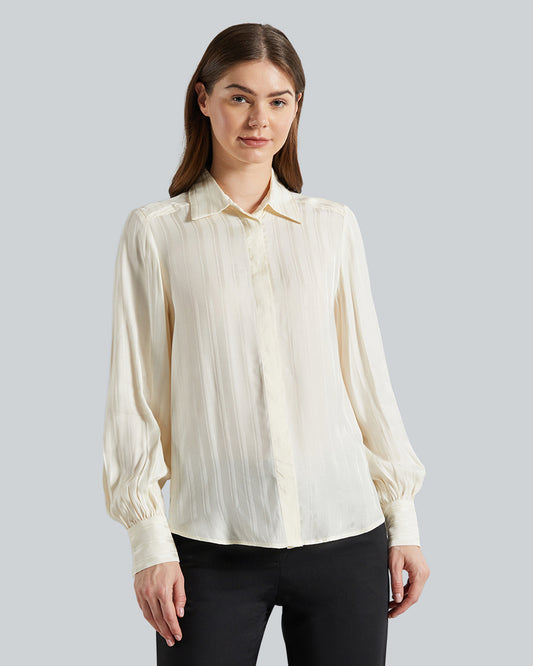 REG SATIN STRIPED SHIRT Cream / 36