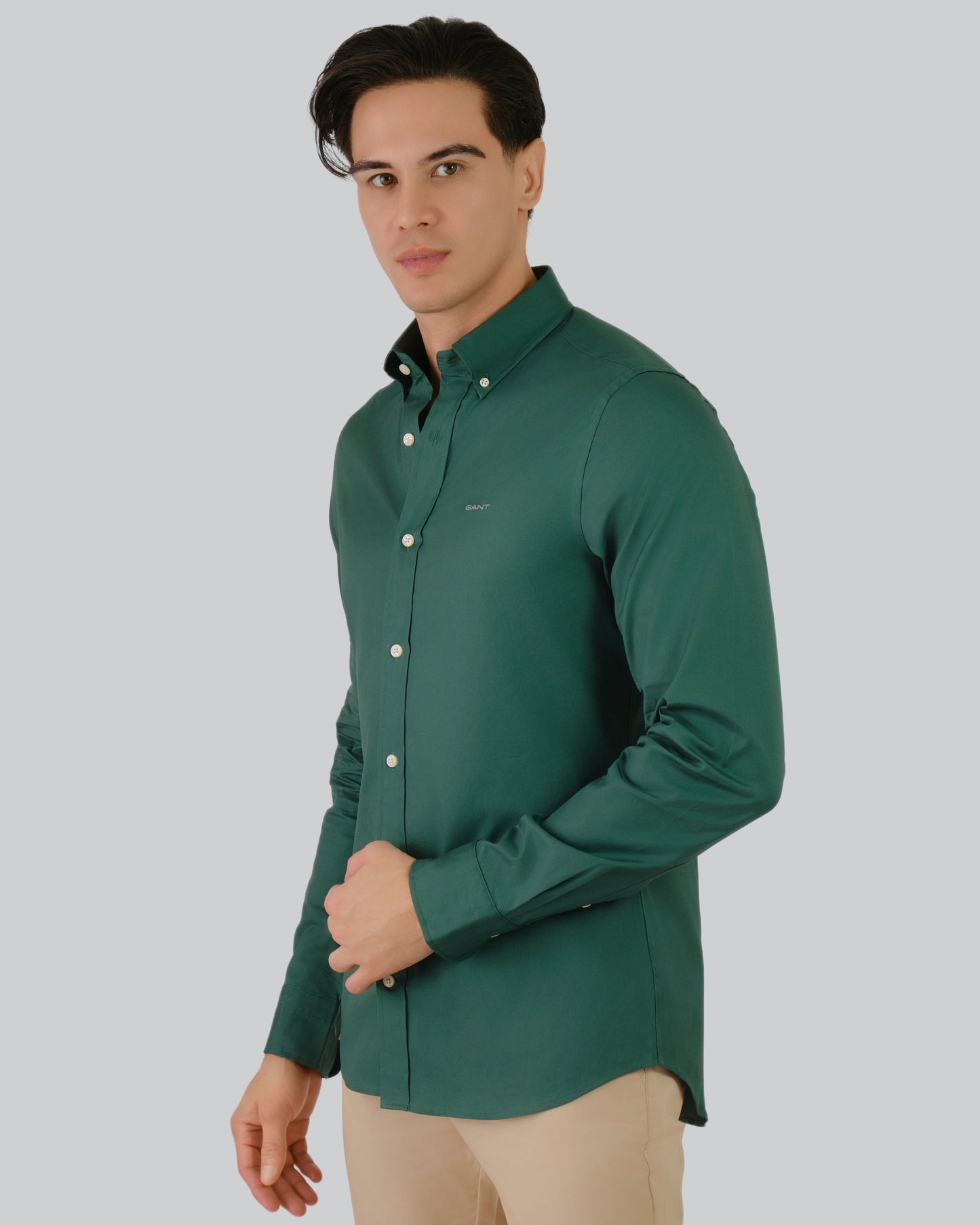 Gant Slim Fit Pinpoint Oxford Shirt Tartan Green / M