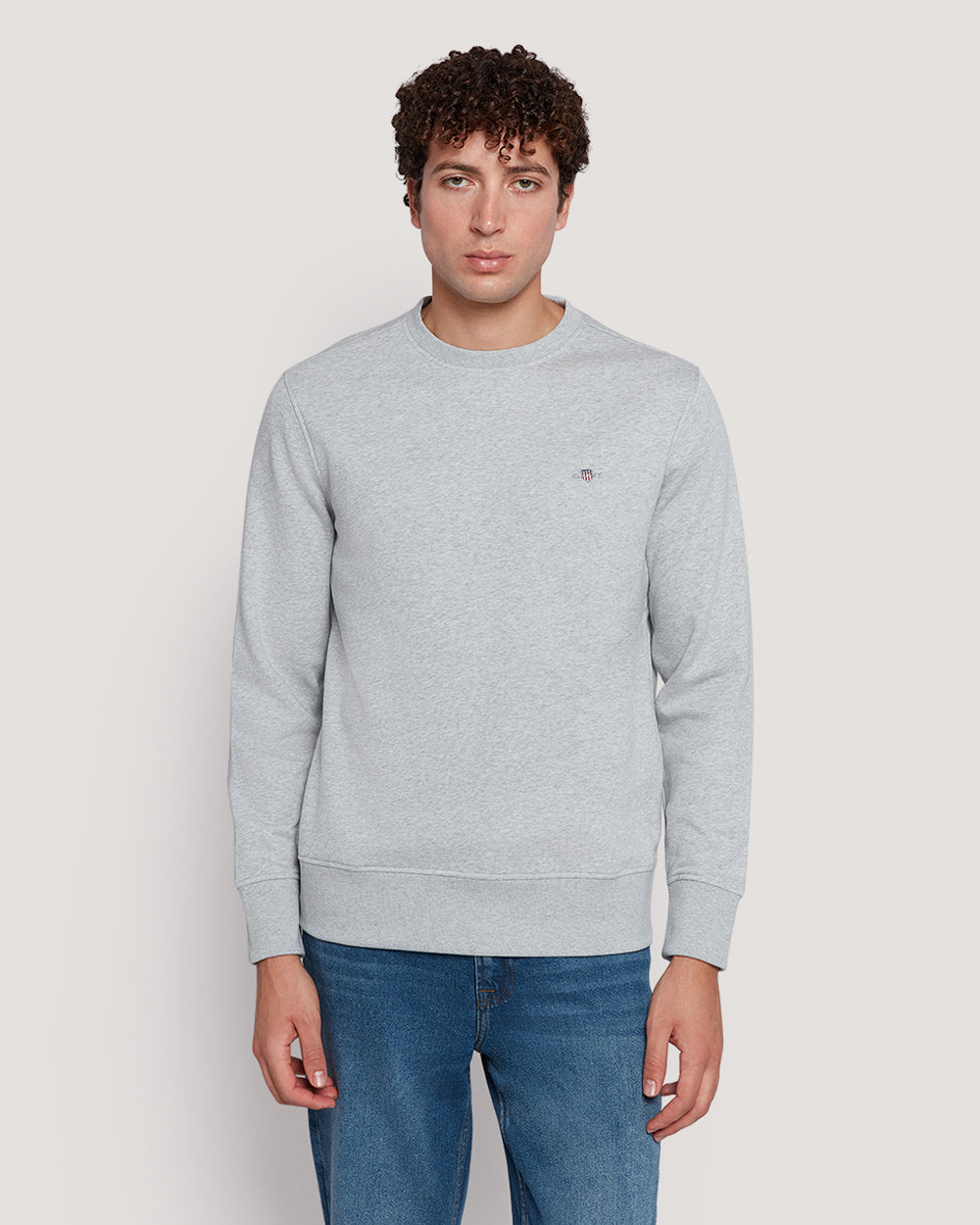 Gant Men’S Shield Logo Cotton Crewneck Sweatshirt LIGHT GREY MELANGE / M
