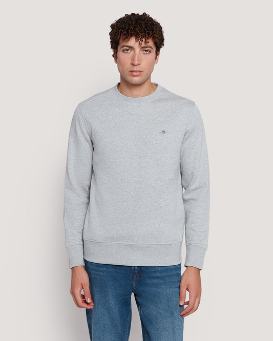 Gant Men’S Shield Logo Cotton Crewneck Sweatshirt LIGHT GREY MELANGE / M