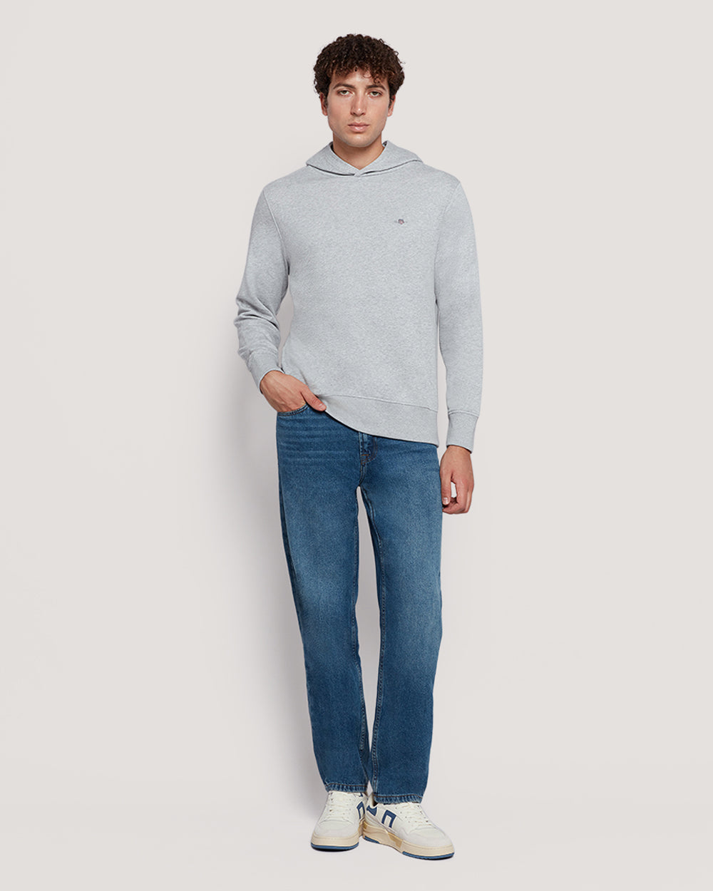 Gant Men’S Shield Logo Cotton Hoodie LIGHT GREY MELANGE / M