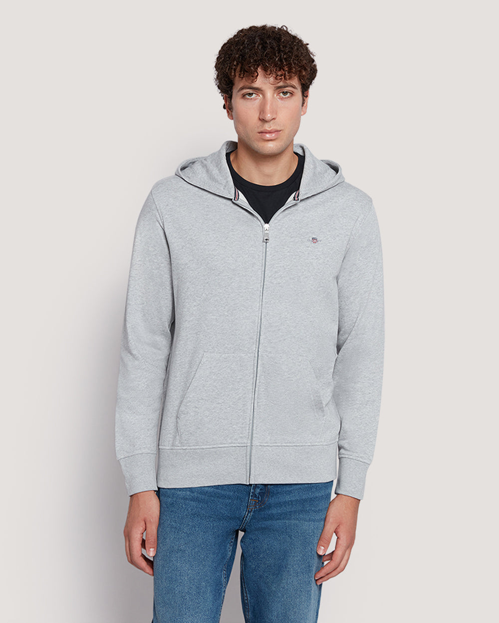 Gant Men’S Shield Logo Full Zip Cotton Hoodie LIGHT GREY MELANGE / M