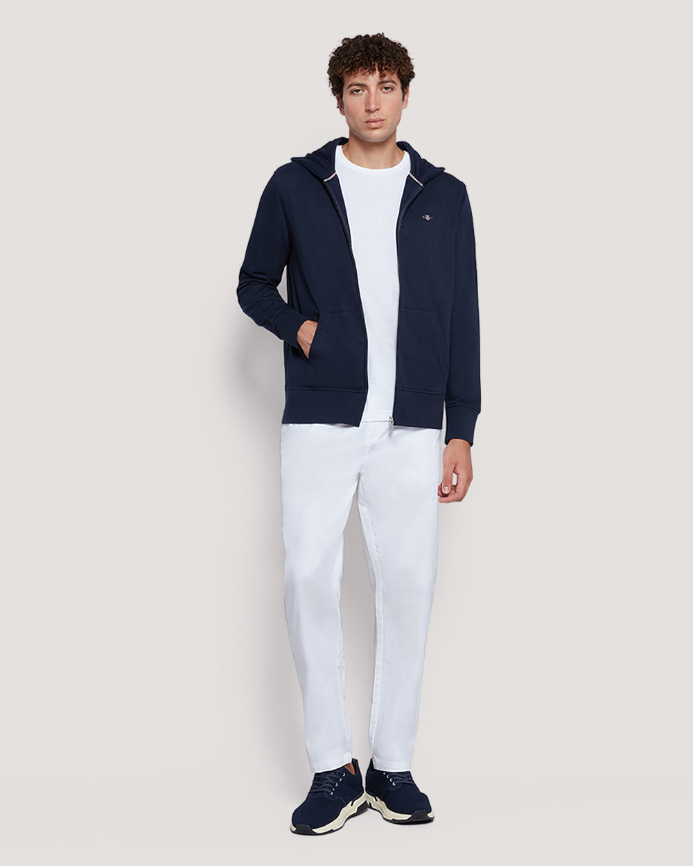 Gant Men’S Shield Logo Full Zip Cotton Hoodie MARINE / M