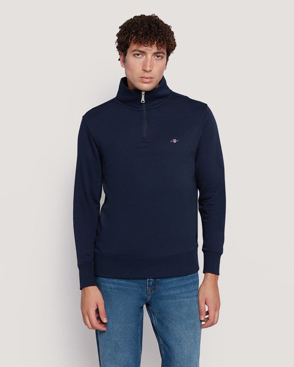 Gant Men’S Shield Logo Half Zip Cotton Sweatshirt MARINE / M