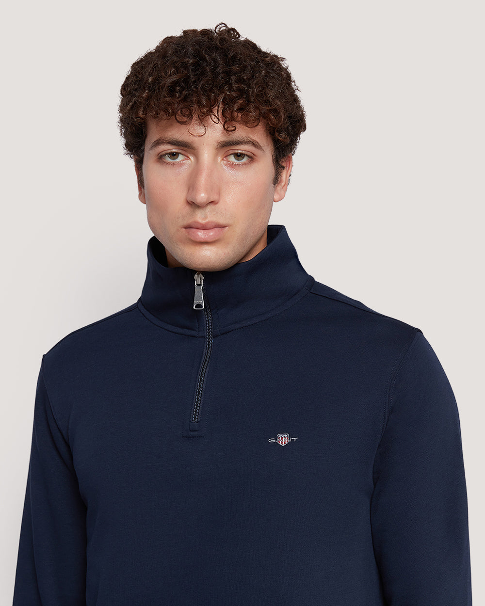 Gant Men’S Shield Logo Half Zip Cotton Sweatshirt MARINE / M