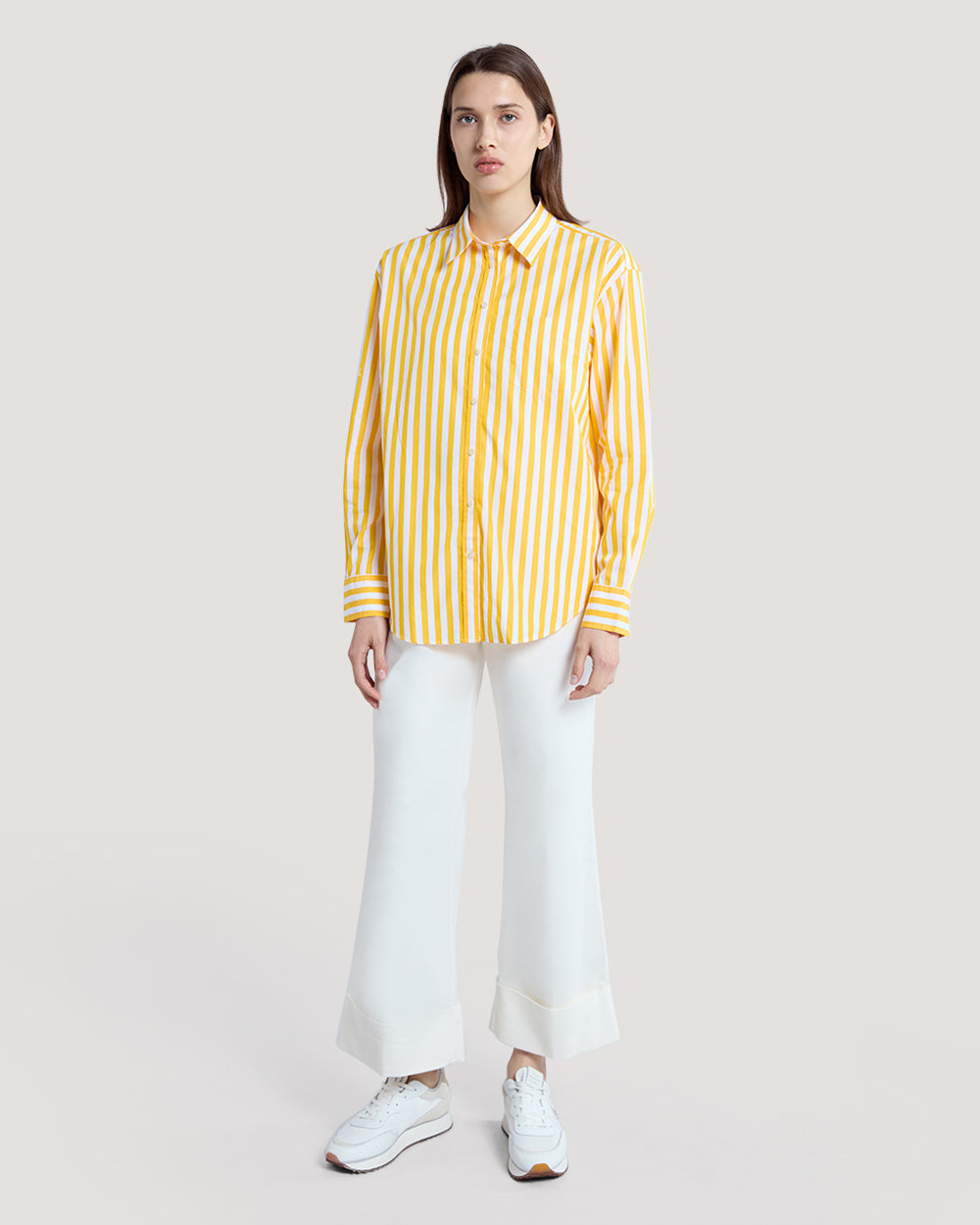 Creased Turn-Up Pants White / 36