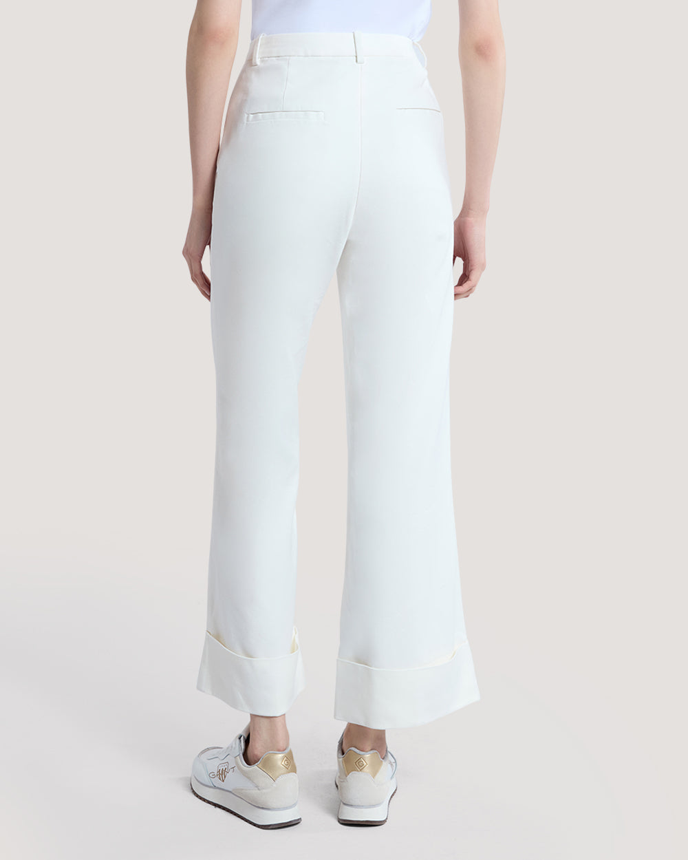 Creased Turn-Up Pants White / 36