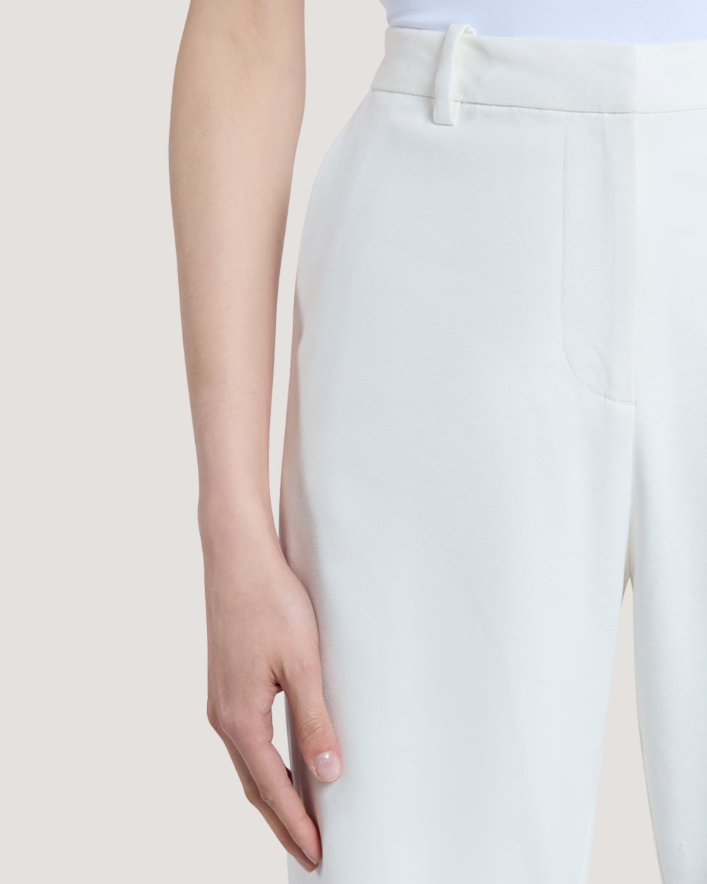 Creased Turn-Up Pants White / 36