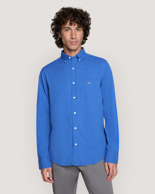 REG SOLID SEERSUCKER SHIRT Blue / M