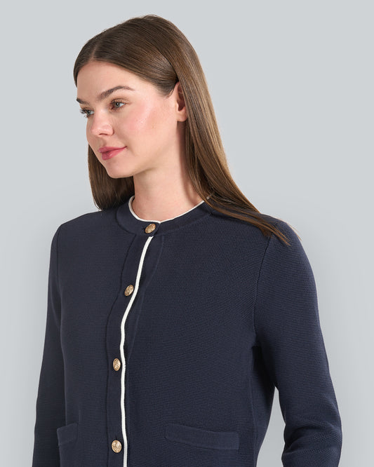 Cotton Knit Jacket Blue / S